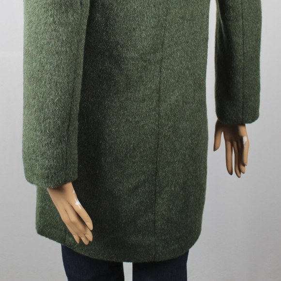 Sz 14, Ralph Lauren Loden Green Hooded Wool Jacket Coat Leather Strap - Picture 4 of 5